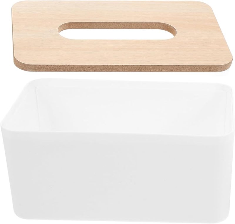Modern Minimalist Desktop Tissue Box Cover Wooden Home Office Storage Holder - Image 1