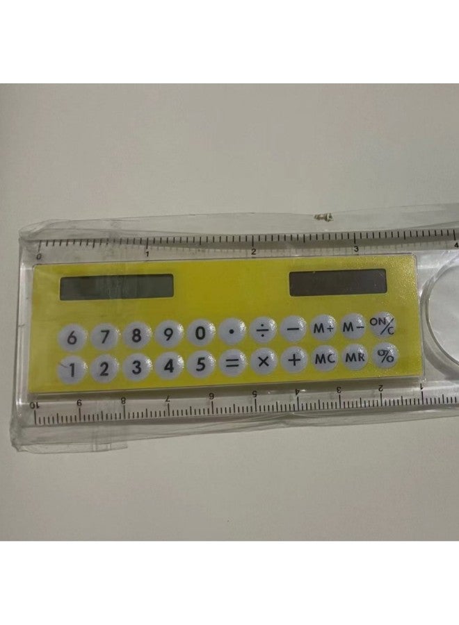 Mini Color Multifunctional Student 10cm Ruler Solar Calculator Angle Magnifier Gift Stationery