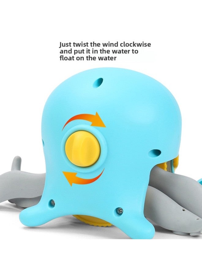 Internet Celebrity Walking Octopus Amphibious Octopus Winding Clockwork Toy Water Baby Bathroom Doll-Color:Blue (English)