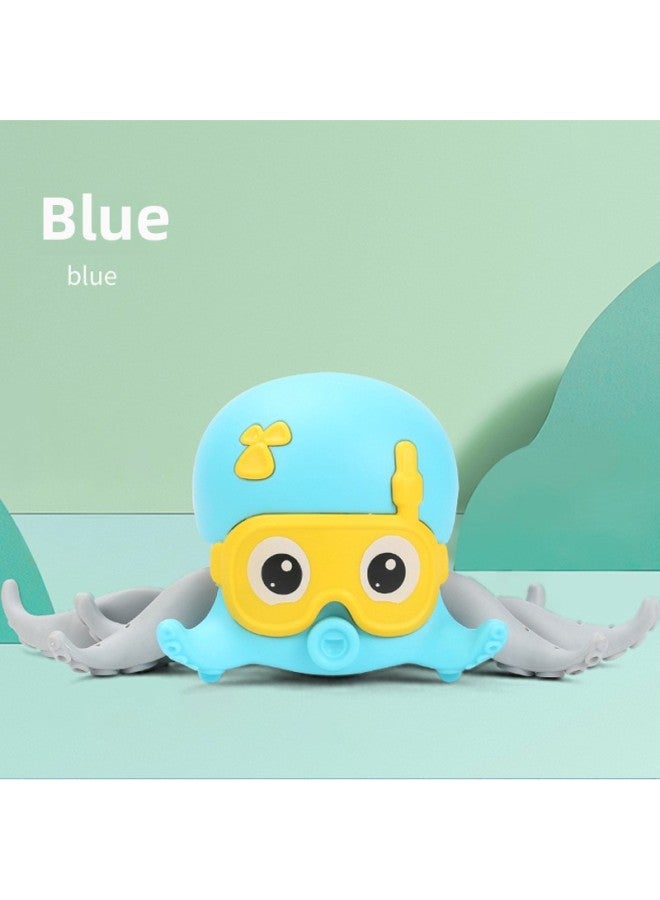 Internet Celebrity Walking Octopus Amphibious Octopus Winding Clockwork Toy Water Baby Bathroom Doll-Color:Blue (English)