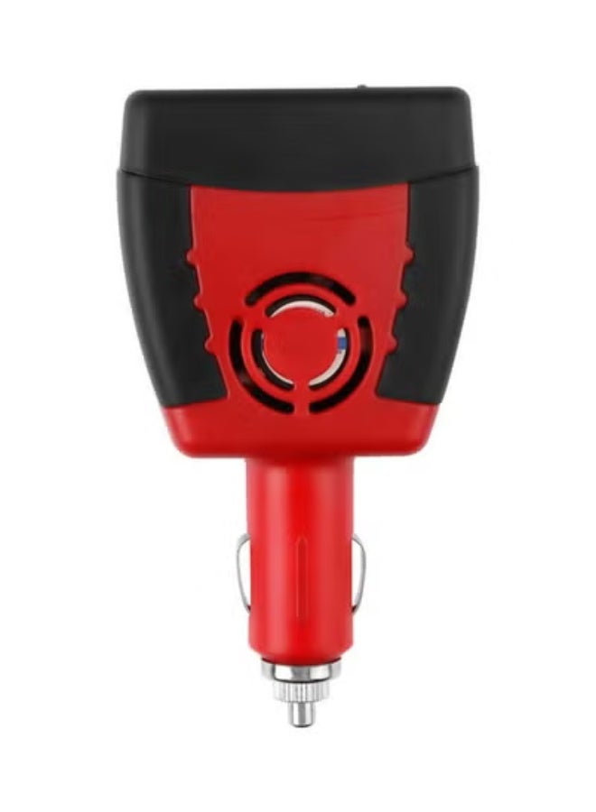 TIGER 3-Pin Electric Car Charger Converter in Black/Red – 12V DC to 220V AC Portable Power Inverter with USB Charging Port | Universal Car Adapter for Laptops, Smartphones, Tablets & Small Devices | Built-In Safety Features | Ideal for Travel & Road Trips - Image 1