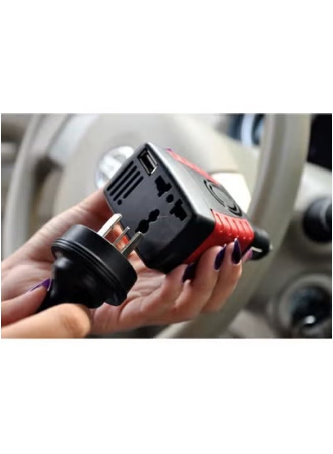 TIGER 3-Pin Electric Car Charger Converter in Black/Red – 12V DC to 220V AC Portable Power Inverter with USB Charging Port | Universal Car Adapter for Laptops, Smartphones, Tablets & Small Devices | Built-In Safety Features | Ideal for Travel & Road Trips - Image 4