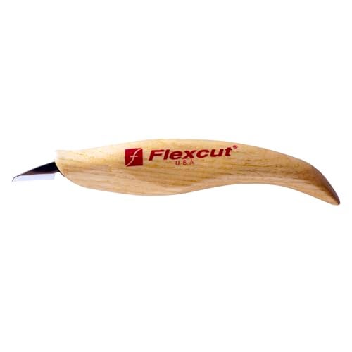 FLEXCUT Wood Carving Knives | Mini Detail Knife | Honed and Polished Ultra-Thin 1095 High Carbon Steel Blade | Ergonomic Solid Ash Wood Handle |KN27 | Made in the U.S.A. - Image 5