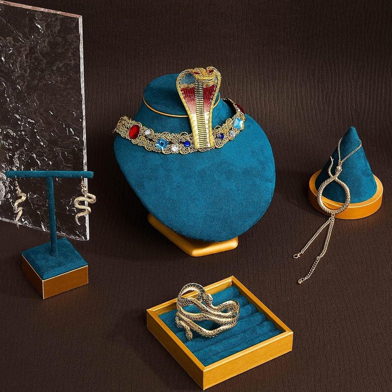 Excefore Egyptian Headpiece Costume Accessories, 5 Pcs Egyptian Metal Headpiece, Snake Bracelet, Snake Earrings and Egyptian Metal Headpiece, for Egypt Cosplay Costume Supplies - Image 4