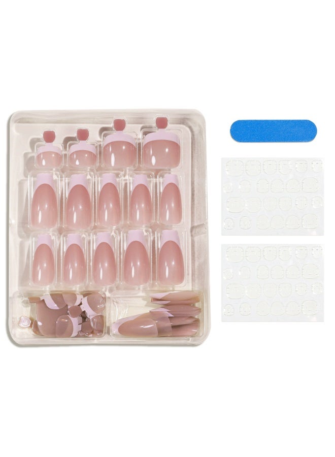 New Arrival Press On Toenails with Jelly Stickers and Nail File, Glossy Full Cover Acrylic Glue for Women Manicure (48-Piece Pink) - Image 4