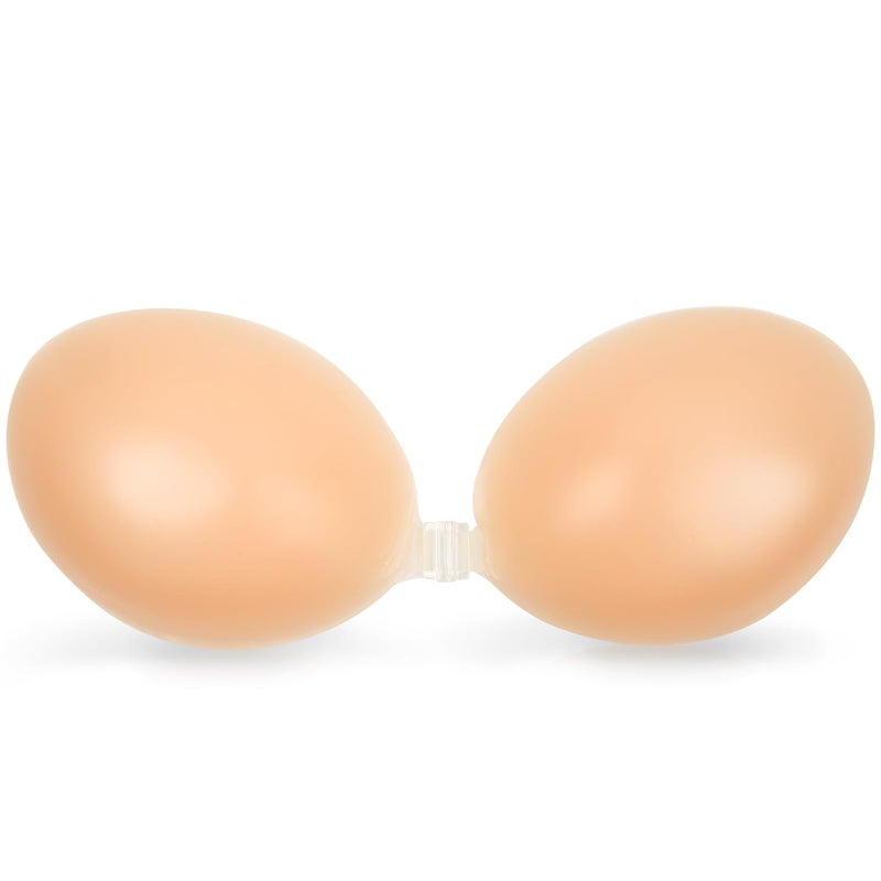 AURUZA Strapless Sticky Adhesive Bra Invisible Push up Reusable Silicone Off Backless Viscous for Women Dress Nude - Image 1