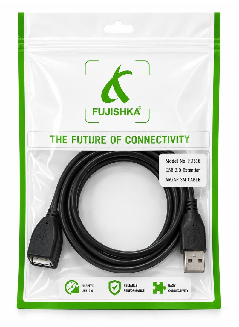 FUJISHKA USB 2.0 Extension Cable AM/AF 3M – Model FD516 High Speed USB Extension Cable - Image 2