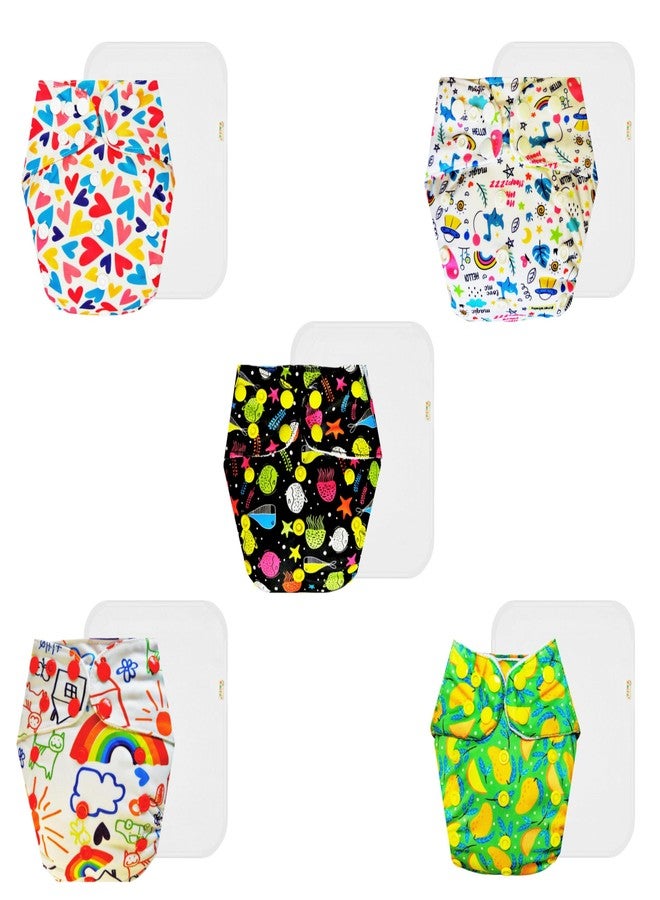 حفاضات دمبلدو القماشية الممتازة مع حشوة قطنية (عبوة من 5) | ناعمة ولطيفة | وسادة ماصة بست طبقات | سريعة الجفاف | مثالية للأطفال الصغار | من 3 أشهر إلى 3 سنوات | للجنسين - Image 1