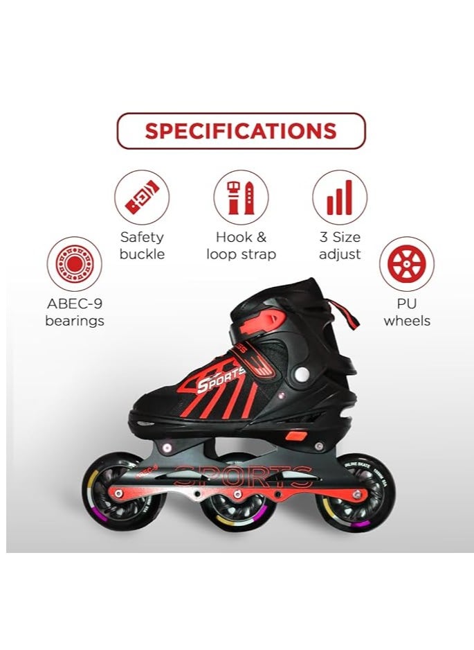 ENDLESS  EL1031 Inline Adjustable Skates Medium Size 34 EUR (UK 1.5) - 38 EUR (UK 5) for 6 to 12 Years | Aluminium Chassis and 100 mm PU Three Wheels | With ABEC 9 Bearings | Indoor and Outdoor  - Image 3