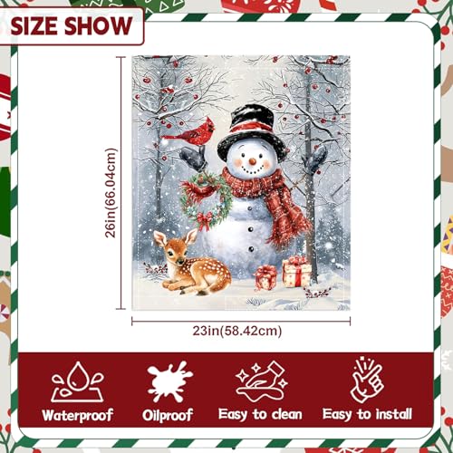 AOPEDRM Winter Snowman Dishwasher Magnet Cover 23x26 inch Christmas Bird Elk Tree Dishwasher Magnet Sticker Decoration for Kitchen Reusable in Farmhouse Refrigerator Magnet Cover Fridge Panel - Image 3