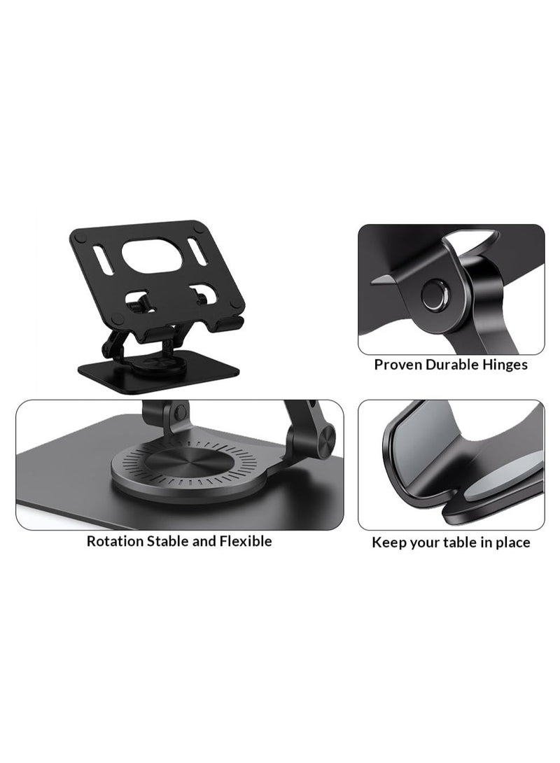 LIVVY iPad Stand 360° Rotatable Metal Tablet & Phone Stand for Desk | Adjustable Foldable Mount Compatible with iPad Pro/Air/Mini, iPhone 16 Pro Max, Galaxy Tab, Kindle, iPad 12.9, Drawing Set - Image 2