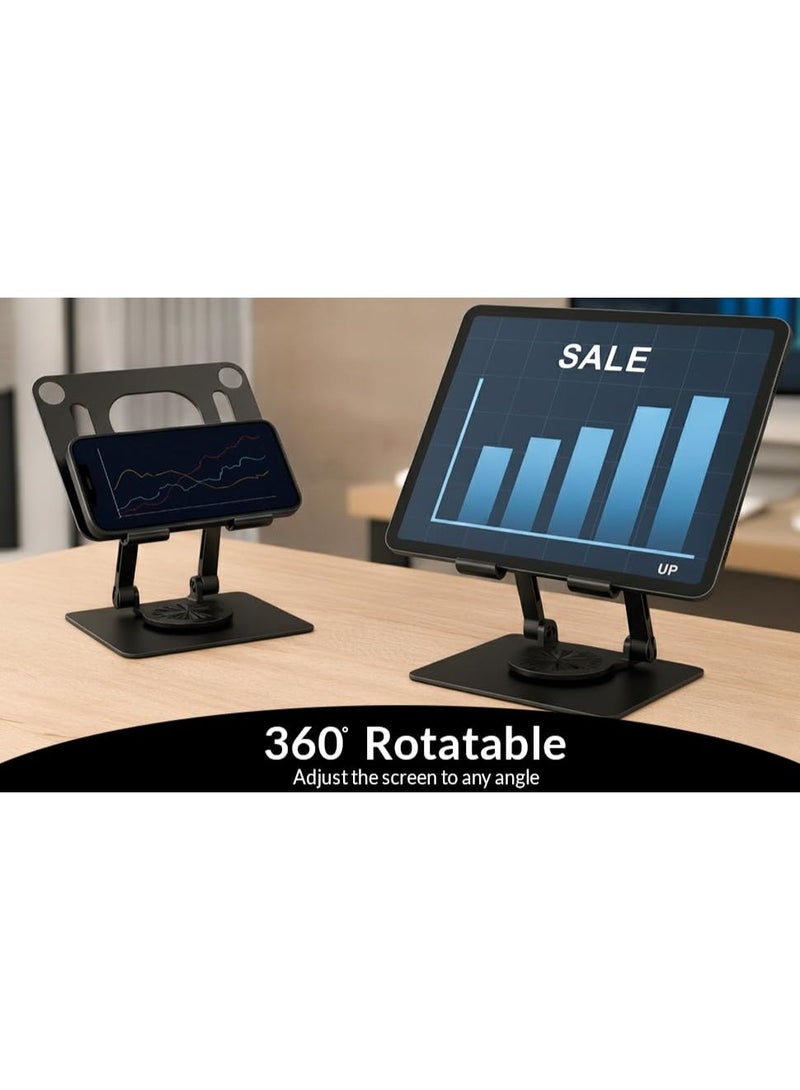 LIVVY iPad Stand 360° Rotatable Metal Tablet & Phone Stand for Desk | Adjustable Foldable Mount Compatible with iPad Pro/Air/Mini, iPhone 16 Pro Max, Galaxy Tab, Kindle, iPad 12.9, Drawing Set - Image 3