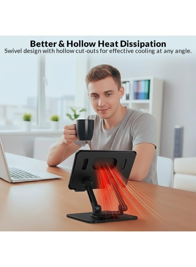 LIVVY iPad Stand 360° Rotatable Metal Tablet & Phone Stand for Desk | Adjustable Foldable Mount Compatible with iPad Pro/Air/Mini, iPhone 16 Pro Max, Galaxy Tab, Kindle, iPad 12.9, Drawing Set - Image 5