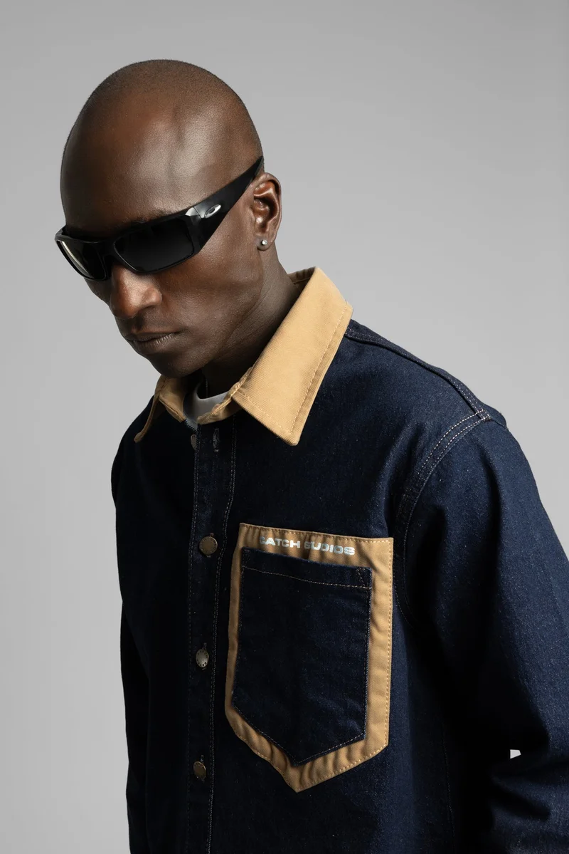 Catch Denim Shirt with Contrast Collar