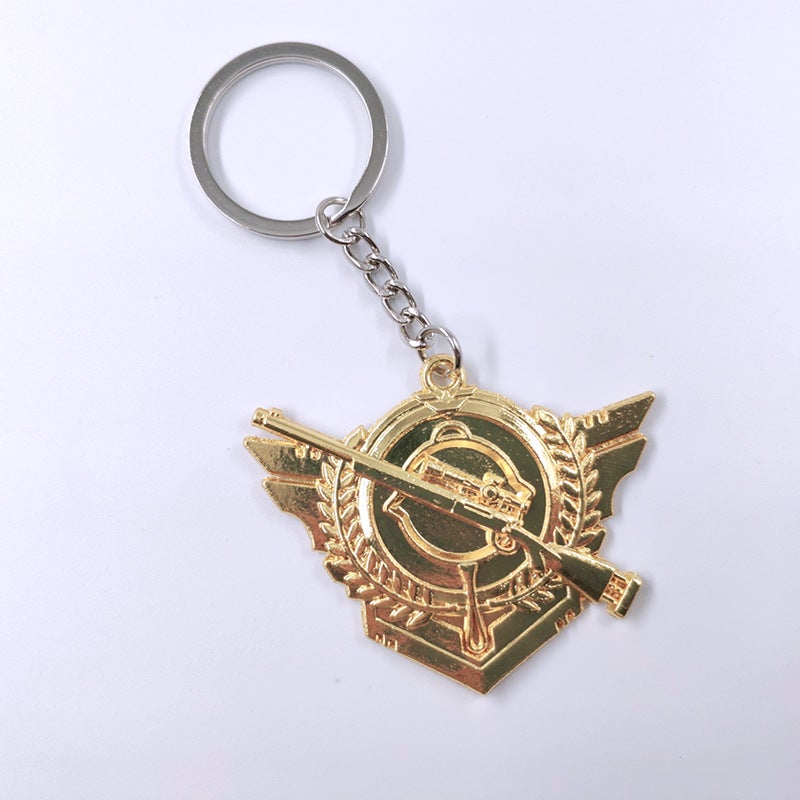 Yiwu Small Commodity Explosions Chicken Eating Equipment Toy Car Metal Model Ornaments Jedi Survival Keychain Pendant Super Ace * Gold