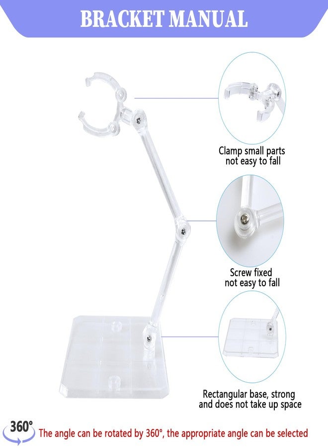 POMER Action Figure Stand,10 Pcs Transparent Assembly Action Holder Base Display Stand for 1/144 HG/RG Gundam Figure Model Toy - Image 4