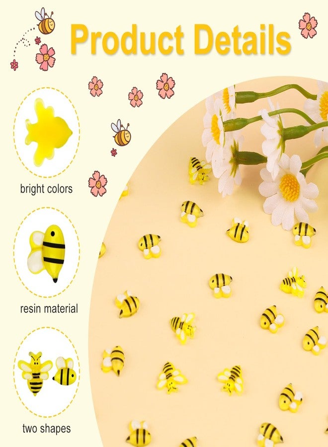 LUSTRIB 100PCS Tiny Resin Mini Bee Decorations, 3D Resin Mini Bees Decorations Tiny Resin Bees for Fairy Garden Micro Landscaping Decoration - Image 3