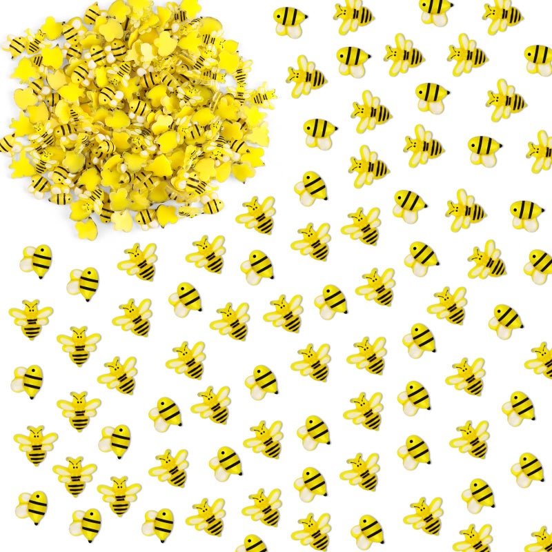 LUSTRIB 100PCS Tiny Resin Mini Bee Decorations, 3D Resin Mini Bees Decorations Tiny Resin Bees for Fairy Garden Micro Landscaping Decoration - Image 1