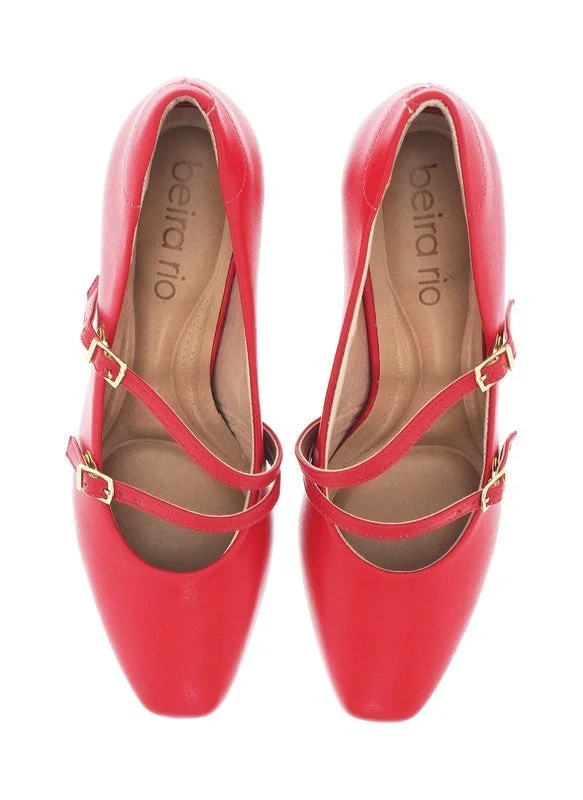 Beira Rio  Beira Rio Ladies Mid Heel Shoes Red | Made In Brazil for Women | Best Price UAE