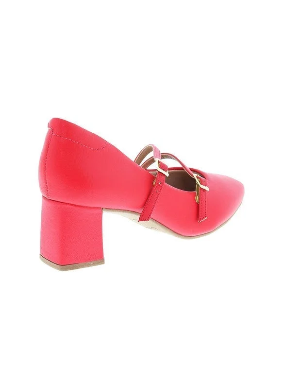 بيرا ريو حذاء نسائي بكعب متوسط من بيرا ريو أحمر | صنع في البرازيل