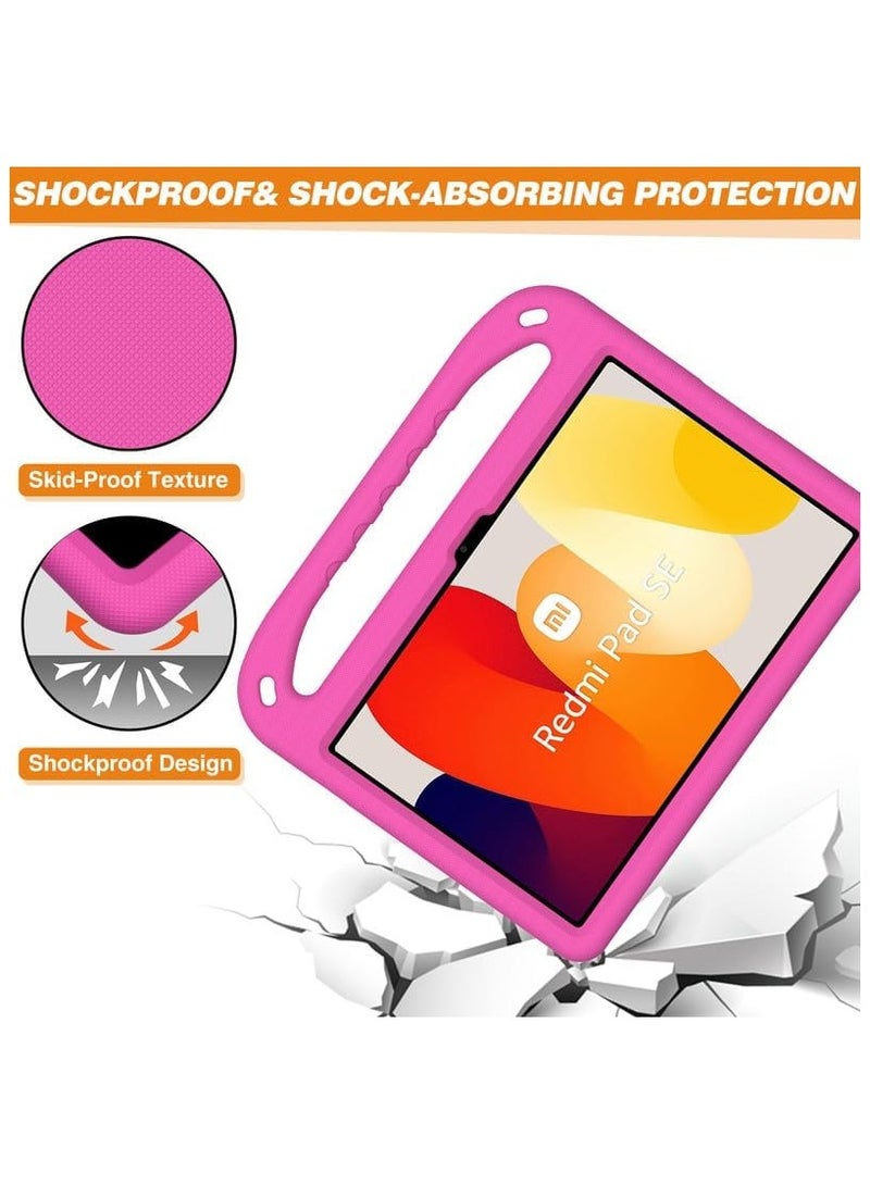 VKL Kids Case For Xiaomi Redmi Pad SE 11-Inch (2023), EVA Foam Lightweight Shockproof Duarable, Tablet Cover with Handle Stand Case For Children Firendly, Pink - Image 5