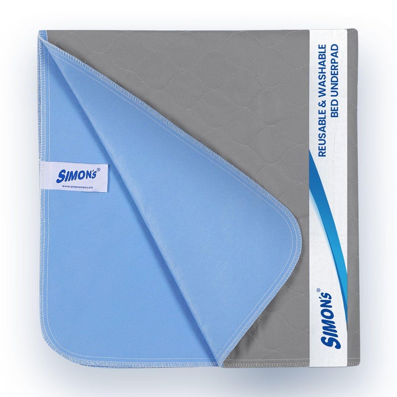 Simon's Simon’s Adult Reusable Classic Bed Underpad for Elderly, Heavy Absorbency Large Size 34 X 36 inches | Leak Proof 4 Layer Design Protects Surfaces for Incontinence Patients – Grey | Pack of 1 - Image 1