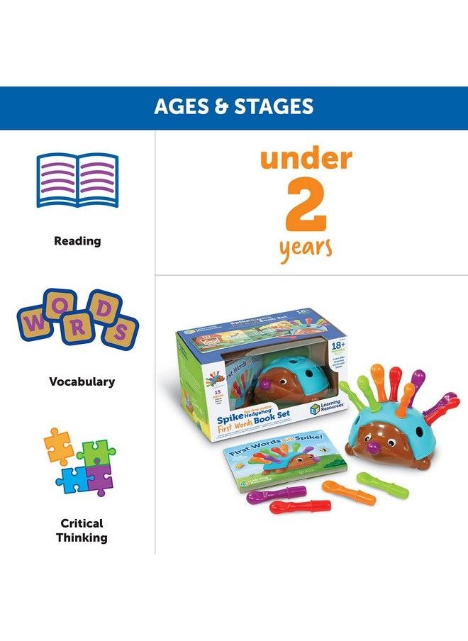 Learning Resources - Spike The Fine Motor Hedgehog First Words Book Set Top Toddler Toys Fine Motor Fun Preschool Fine Motor Skills Toddler Activity 15 Pieces Age 18 Months+ - Image 1