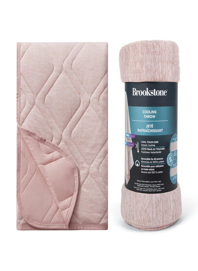 Brookstone Cooling Comfort Throw Blankets for Sleeping - Innovative Cooling Dual-Sided Throw - Oversized Cool Blanket for Hot Sleepers - Nylon and Polyethylene Blanket - Rose Smoke - Image 1