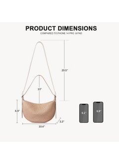 Bostanten Purses For Women Small Crossbody Bags Crescent Shoulder Bag Hobo Handbag With Adjustable Strap, Khaki  - Image 5