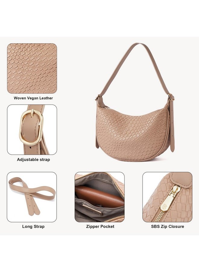 Bostanten Purses For Women Small Crossbody Bags Crescent Shoulder Bag Hobo Handbag With Adjustable Strap, Khaki  - Image 4