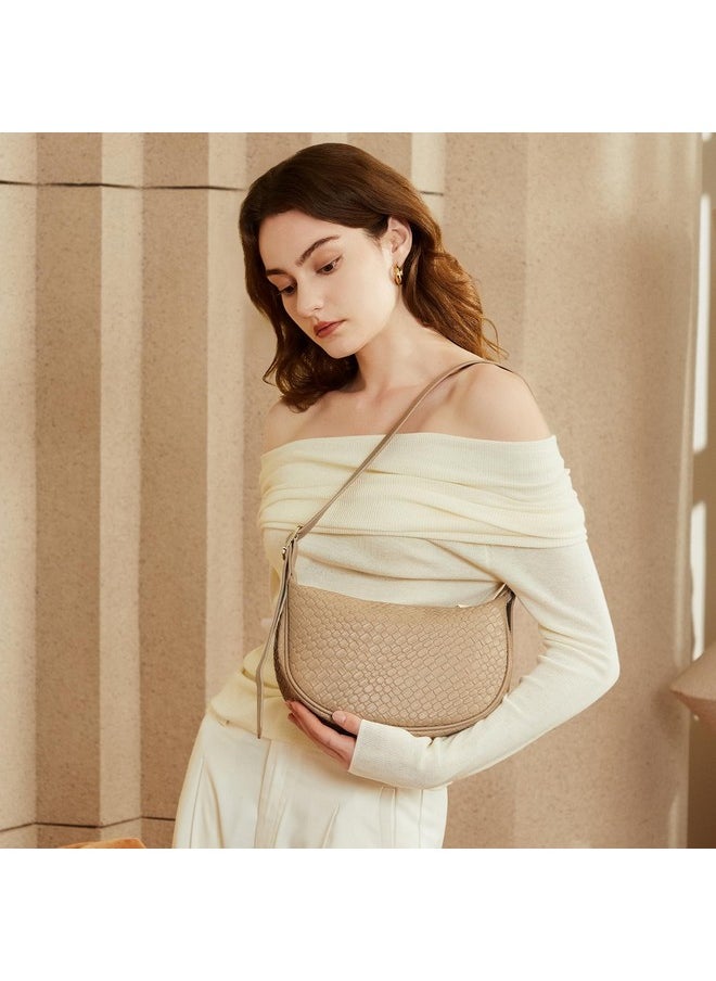 Bostanten Purses For Women Small Crossbody Bags Crescent Shoulder Bag Hobo Handbag With Adjustable Strap, Khaki  - Image 2