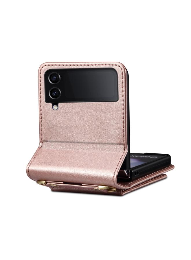 S-TOP Case For Samsung Galaxy Z Flip3 Rhombic Folding Leather Phone Case with Long Lanyard - Image 4