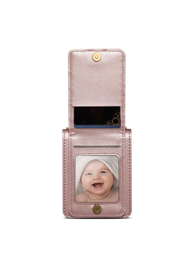 S-TOP Case For Samsung Galaxy Z Flip3 Rhombic Folding Leather Phone Case with Long Lanyard - Image 5