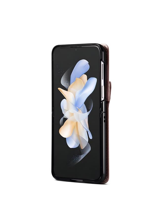 S-TOP Case For Samsung Galaxy Z Flip3 Rhombic Folding Leather Phone Case with Long Lanyard - Image 3