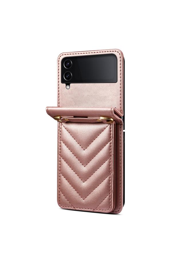 S-TOP Case For Samsung Galaxy Z Flip3 Rhombic Folding Leather Phone Case with Long Lanyard - Image 2