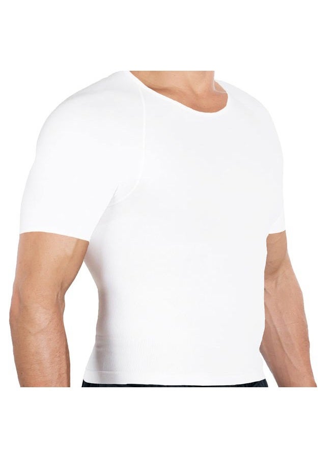 Esteem Apparel قميص ضغط للصدر للرجال لتقليل الوزن شكل الجسم، أبيض، L - Image 1