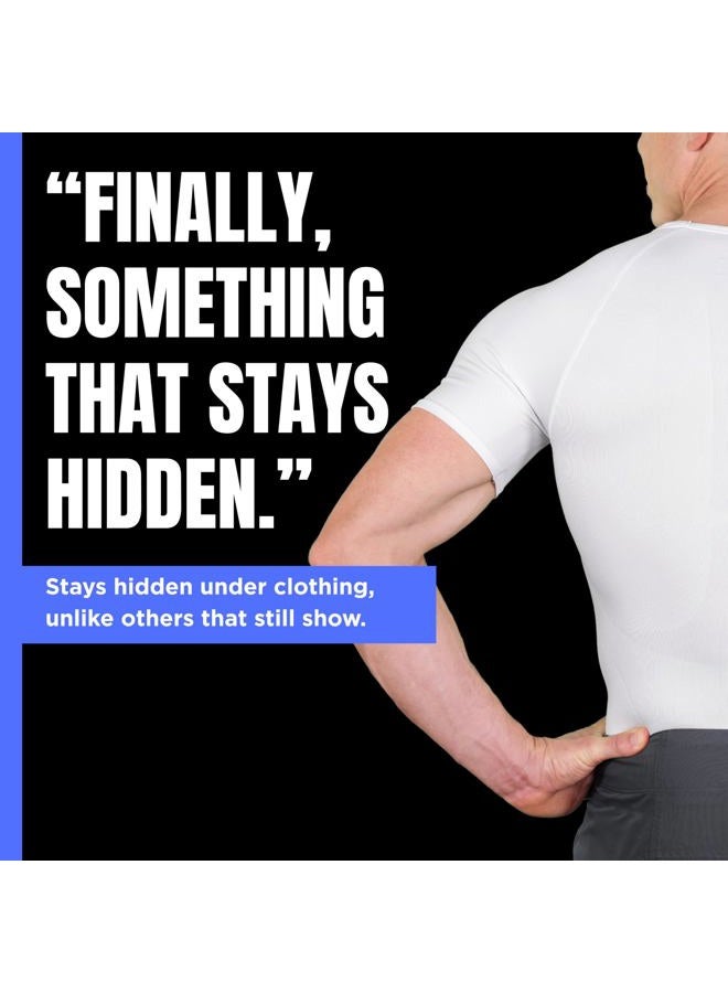 Esteem Apparel قميص ضغط للصدر للرجال لتقليل الوزن شكل الجسم، أبيض، L - Image 5