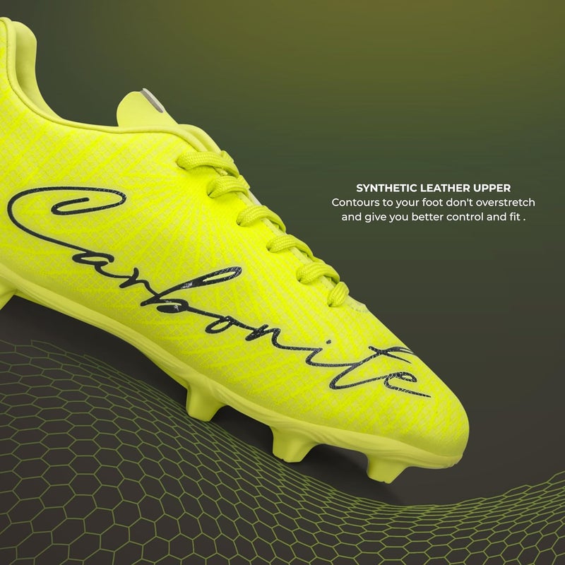 Nivia Carbonite 7.0 Football Stud for Men, TPU Sole with Synthetic Leather Upper, Die Cut Lightweight Insole, Ideal for Soft and Hard Grassy Ground Surfaces- UK07(Sunny Lime) - Image 3