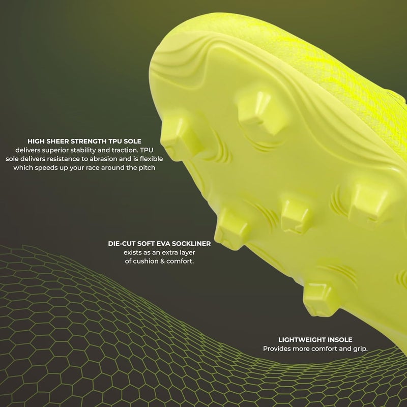 Nivia Carbonite 7.0 Football Stud for Men, TPU Sole with Synthetic Leather Upper, Die Cut Lightweight Insole, Ideal for Soft and Hard Grassy Ground Surfaces- UK07(Sunny Lime) - Image 2