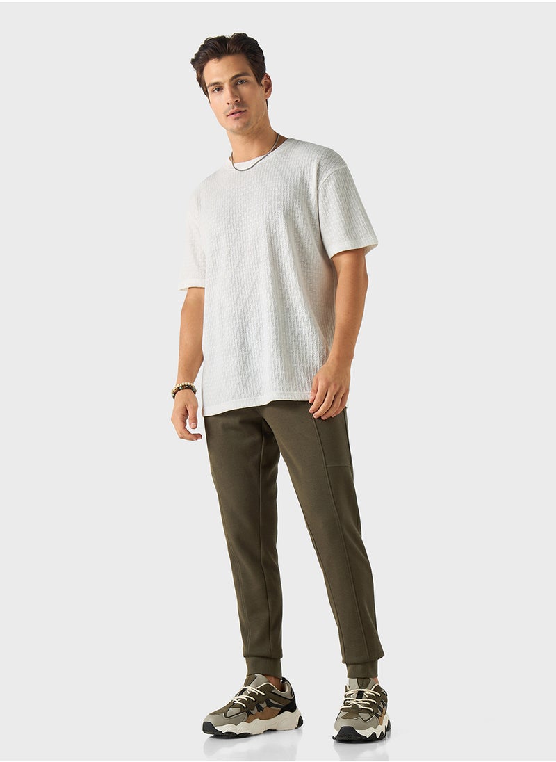 Iconic Iconic Solid Slim Fit Joggers with Drawstring Clos  - Image 4