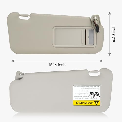 Dekalaii Right Passenger Side Gray Sun Visor with Light Fit for Mazda 3 2010 2011 2012 2013 with Makeup Mirror, Sunvisor Replacement for BBM2-69-320C-75 - Image 4
