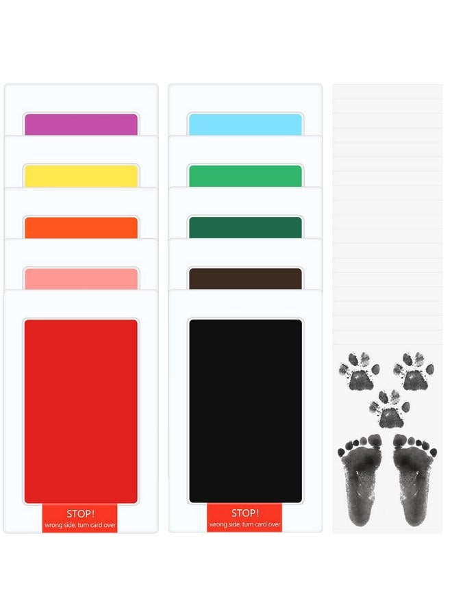 Jexine 30 Pcs Baby Inkless Handprint and Footprint Kit Pet Paw Print Stamp Kit Includes 10 Colors Safe Clean Touch Ink Pad and 20 Card for Newborn Registry Pets Family Printing - Image 1