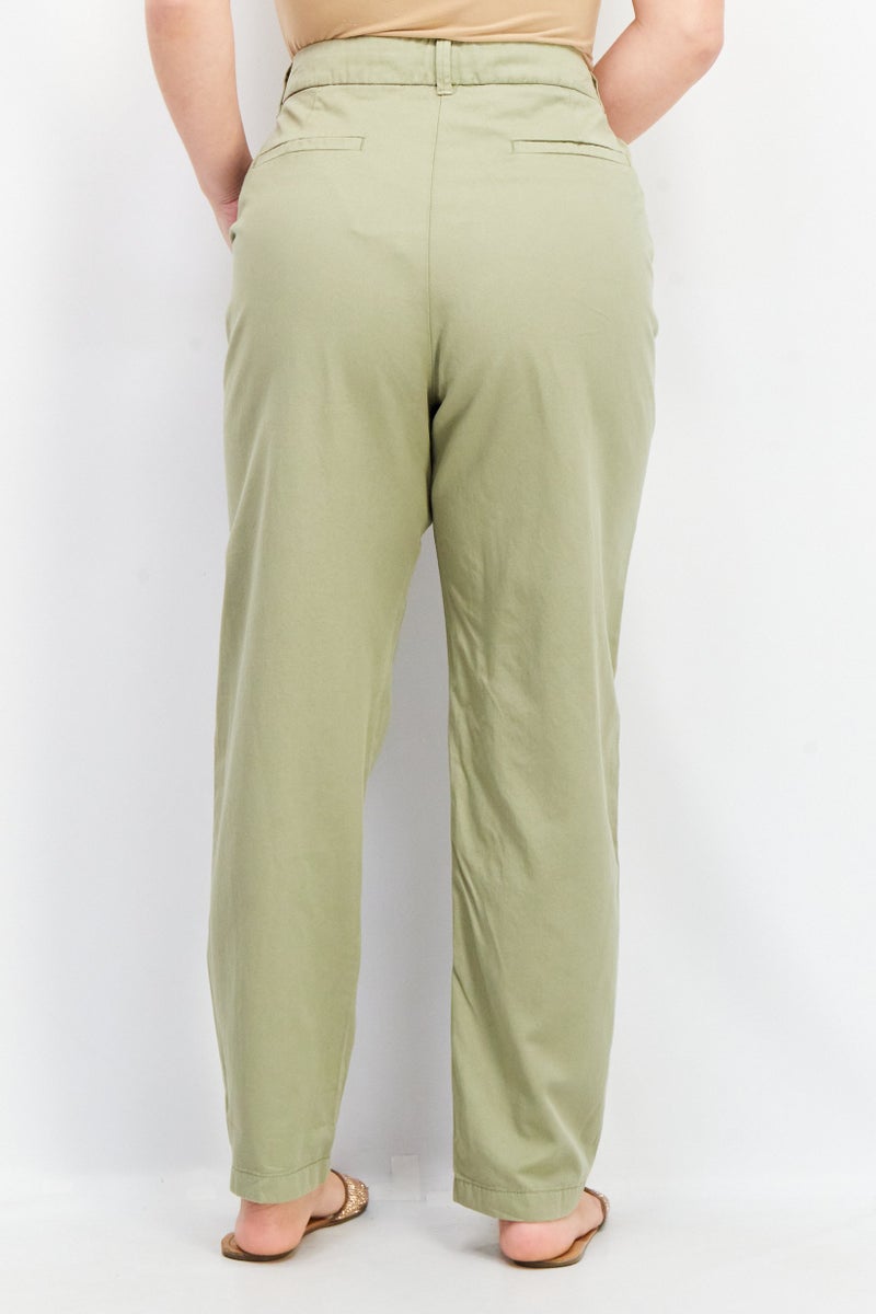 ESPRIT Women Regular Fit Solid Chino Pants, Sage Green - Image 3