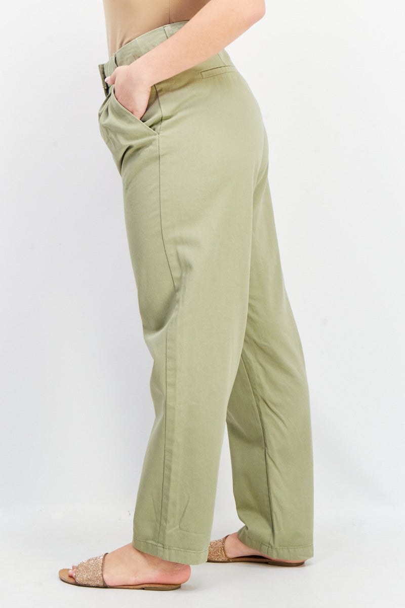 ESPRIT Women Regular Fit Solid Chino Pants, Sage Green - Image 2
