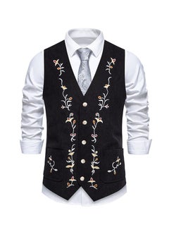 KUYING New Fashion Embroidered Single Breasted Suit Vest  - Image 1