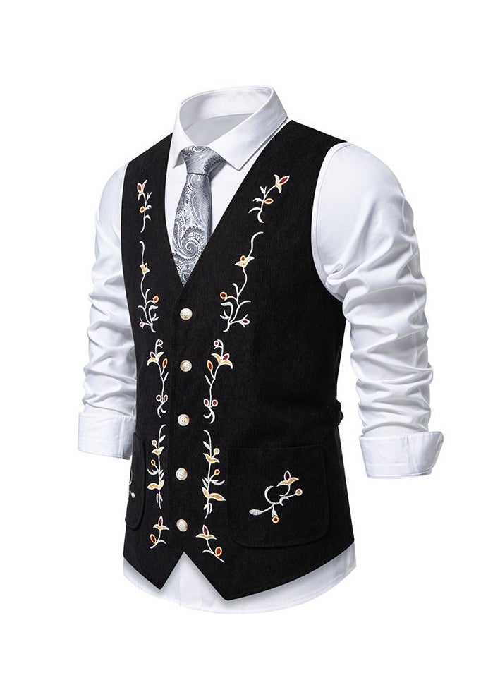 KUYING New Fashion Embroidered Single Breasted Suit Vest  - Image 2