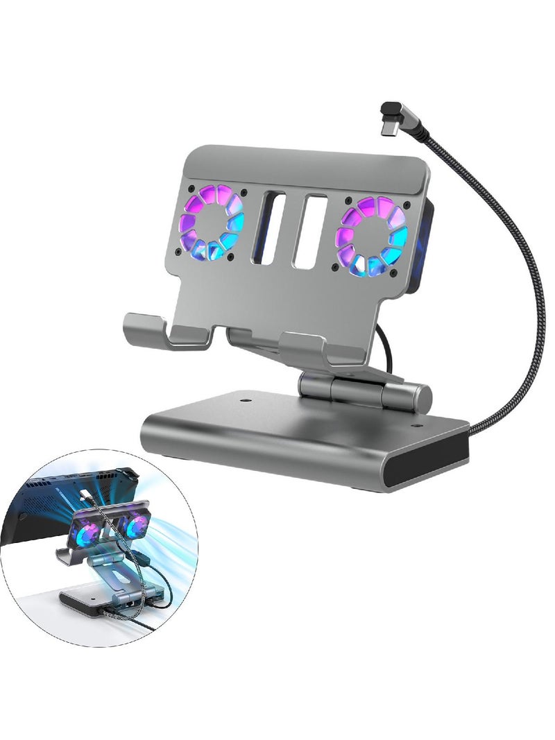 Multifunction 6 In 1 Gaming Console Docking Station Cooling Stand With Double Fan Multiple Port Fast Charging