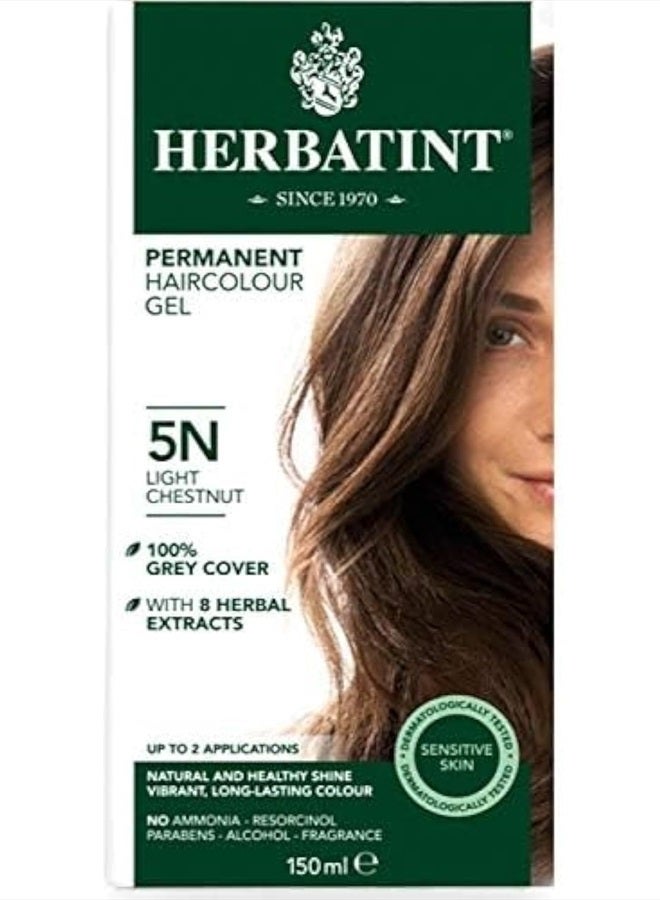 Herbatint Permanent Haircolor Gel, 5N Light Chestnut (5N) 4.56 Fl Oz  - Image 1