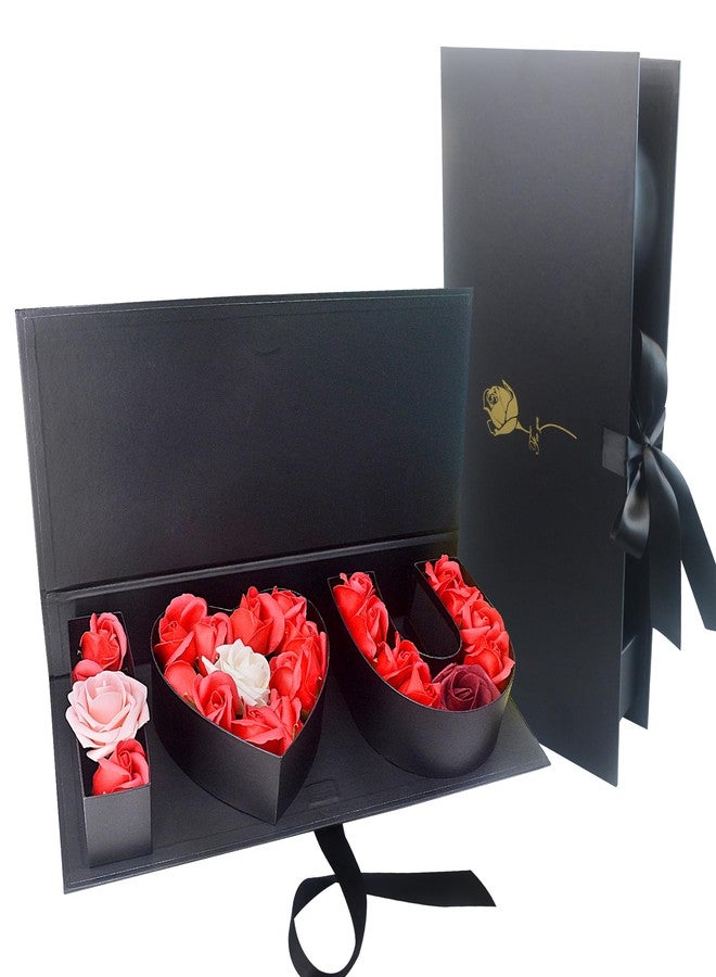 AebDerp Valentines Day Flower Gift Box: "i Heart U" Letter Large Flower Boxes with Ribbon for Christmas, Wedding Party, Mothers Birthday Love Favors, Bridal Shower Chocolate Packaging, Rose Bouquet Present (black) - Image 1