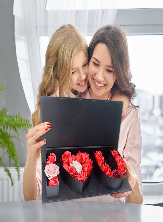 AebDerp Valentines Day Flower Gift Box: "i Heart U" Letter Large Flower Boxes with Ribbon for Christmas, Wedding Party, Mothers Birthday Love Favors, Bridal Shower Chocolate Packaging, Rose Bouquet Present (black) - Image 5